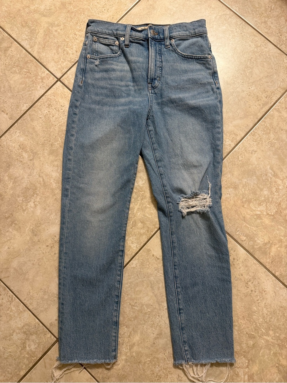 Madewell The Perfect Vintage Light Blue Distressed High-Rise Jeans Size 26